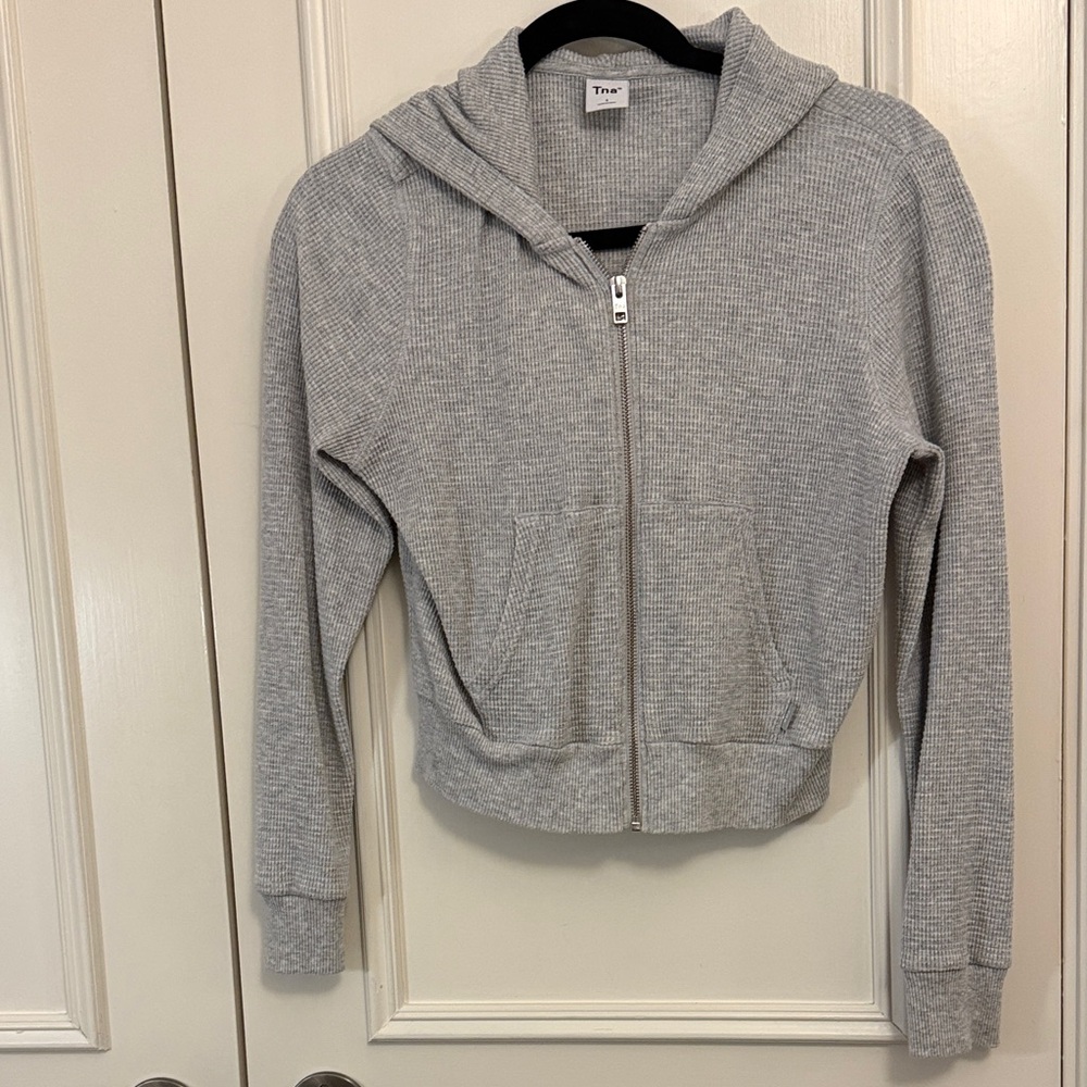 Tna cropped waffle zip up